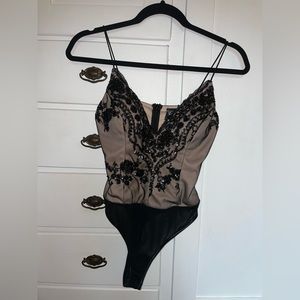 Black Sequin Mesh Bodysuit size S